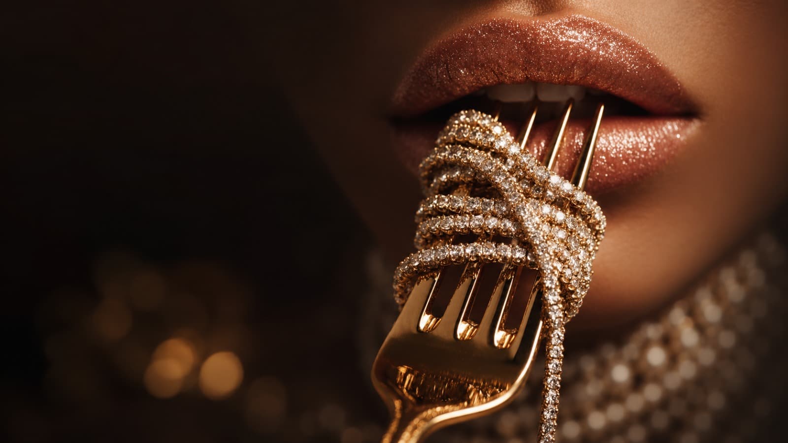 Luxury jewelry brand hero background featuring elegant gold jewelry, soft satin textures, and premium craftsmanship by Auryse